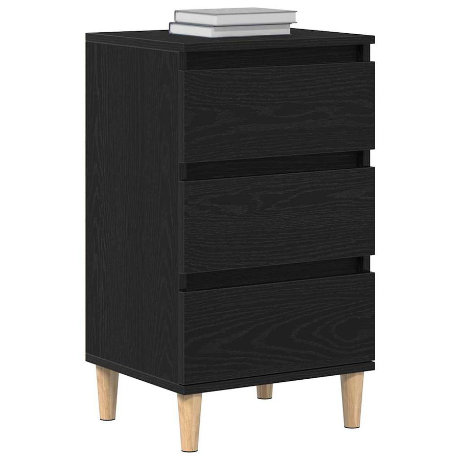Nachtkastje met lade Zwart Eiken 40 x 35 x 70 cm Bewerkt hout