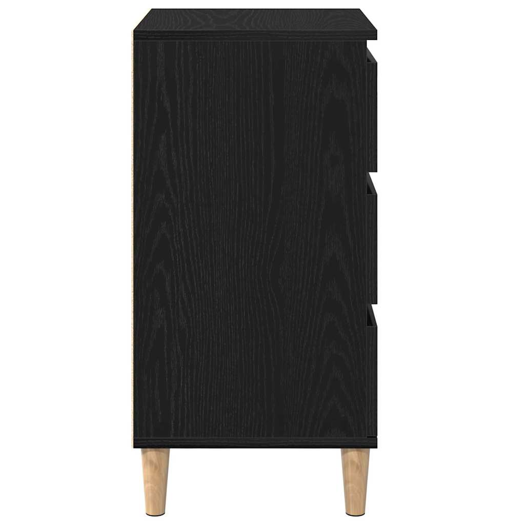 Nachtkastje met lade Zwart Eiken 40 x 35 x 70 cm Bewerkt hout