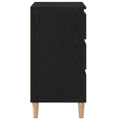Nachtkastje met lade Zwart Eiken 40 x 35 x 70 cm Bewerkt hout