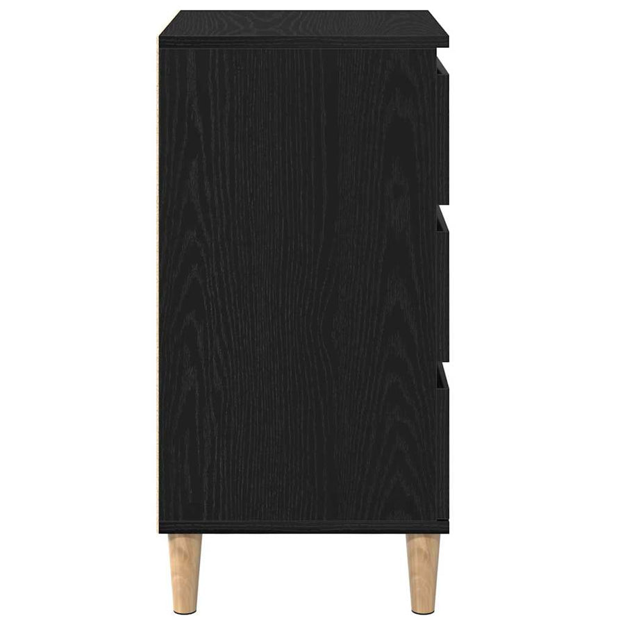 Nachtkastje met lade Zwart Eiken 40 x 35 x 70 cm Bewerkt hout