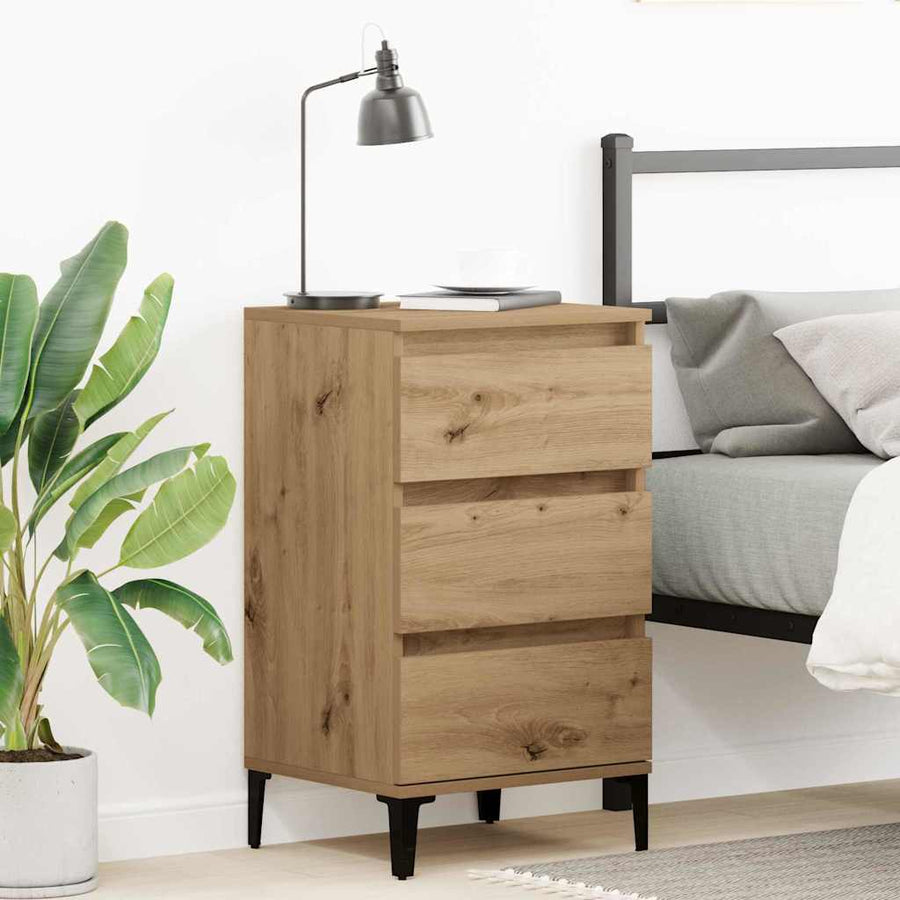 Nachtkastje met lade Artisan Eiken 45 x 35 x 44 cm Bewerkt hout