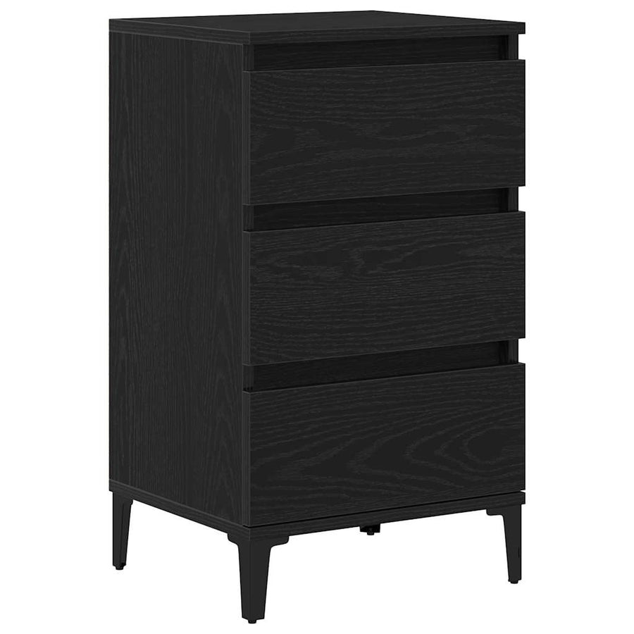 Nachtkastje met lade Zwart Eiken 45 x 35 x 44 cm Bewerkt hout