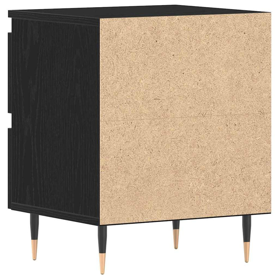 Nachtkastje met lade Zwart Eiken 40 x 35 x 50 cm Bewerkt hout