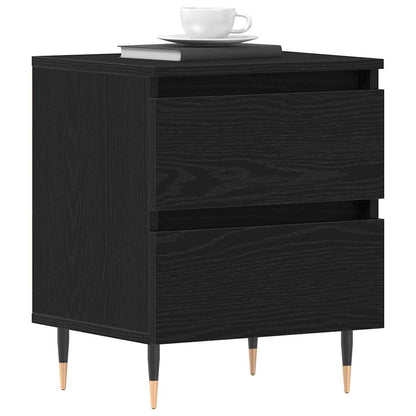 Nachtkastje met lade Zwart Eiken 40 x 35 x 50 cm Bewerkt hout