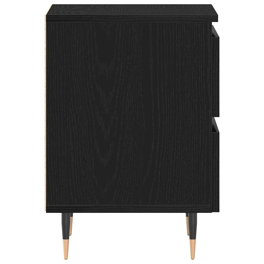 Nachtkastje met lade Zwart Eiken 40 x 35 x 50 cm Bewerkt hout