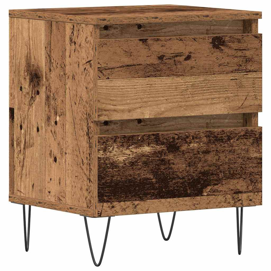 Nachtkastje met lade Oud hout 40 x 35 x 50 cm Bewerkt hout