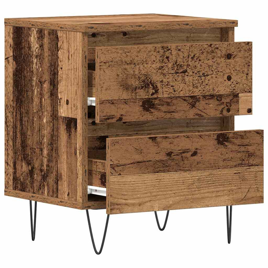 Nachtkastje met lade Oud hout 40 x 35 x 50 cm Bewerkt hout