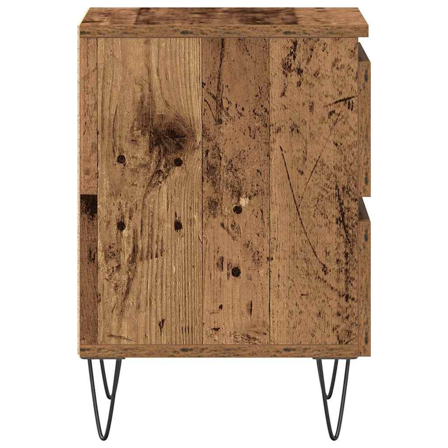 Nachtkastje met lade Oud hout 40 x 35 x 50 cm Bewerkt hout