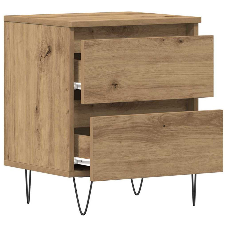 Nachtkastje met lade artisanaal eikenkleurig 40 x 35 x 50 cm