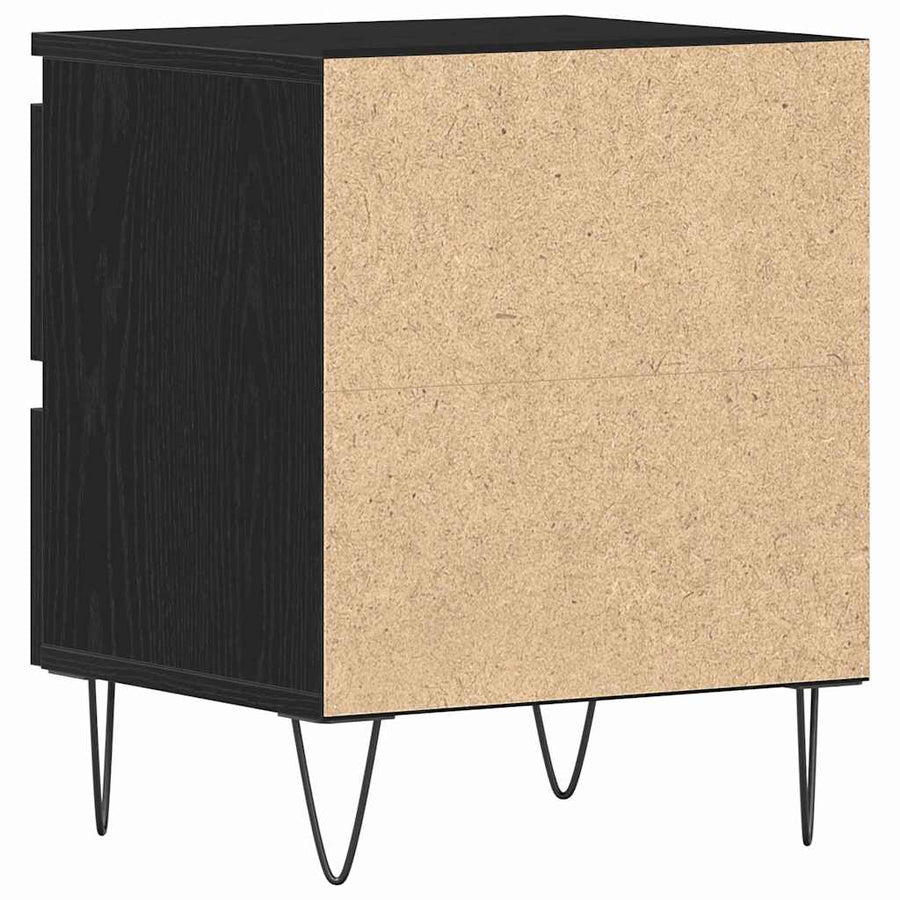 Nachtkastje met lade Zwart eiken 40 x 35 x 50 cm Bewerkt hout