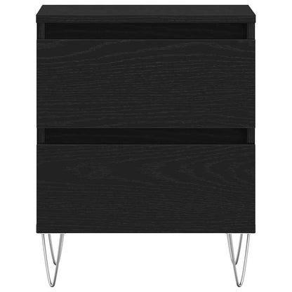 Nachtkastje met lade Zwart eiken 40 x 35 x 50 cm Bewerkt hout