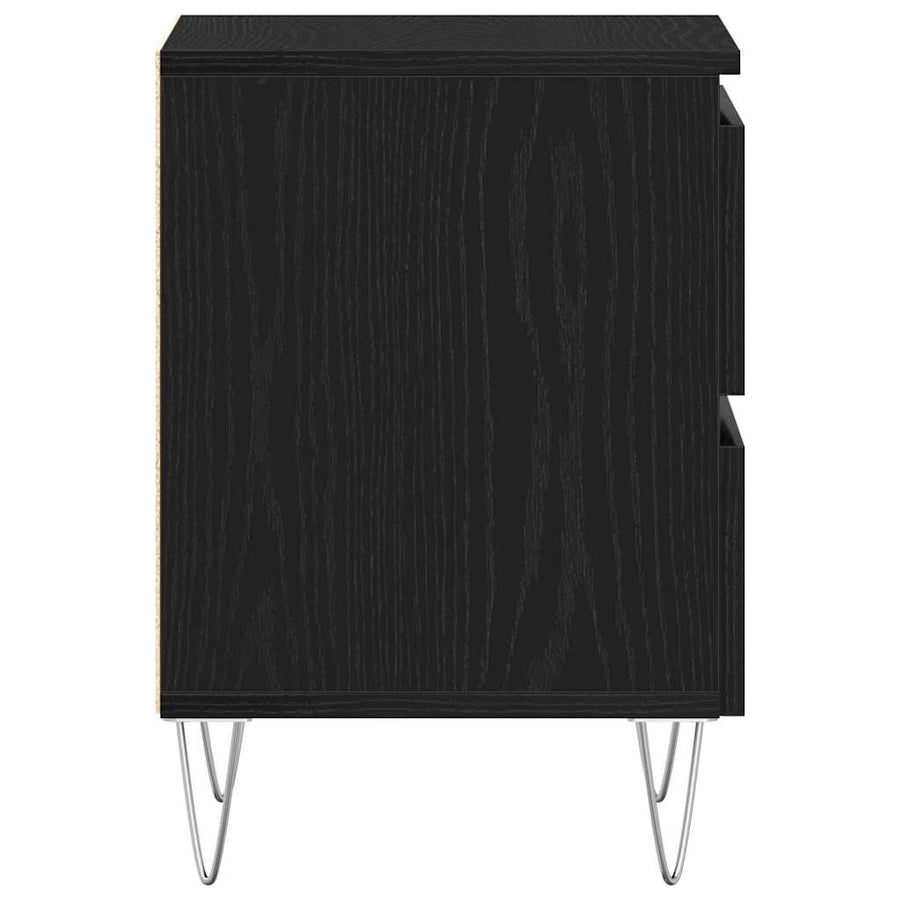 Nachtkastje met lade Zwart eiken 40 x 35 x 50 cm Bewerkt hout