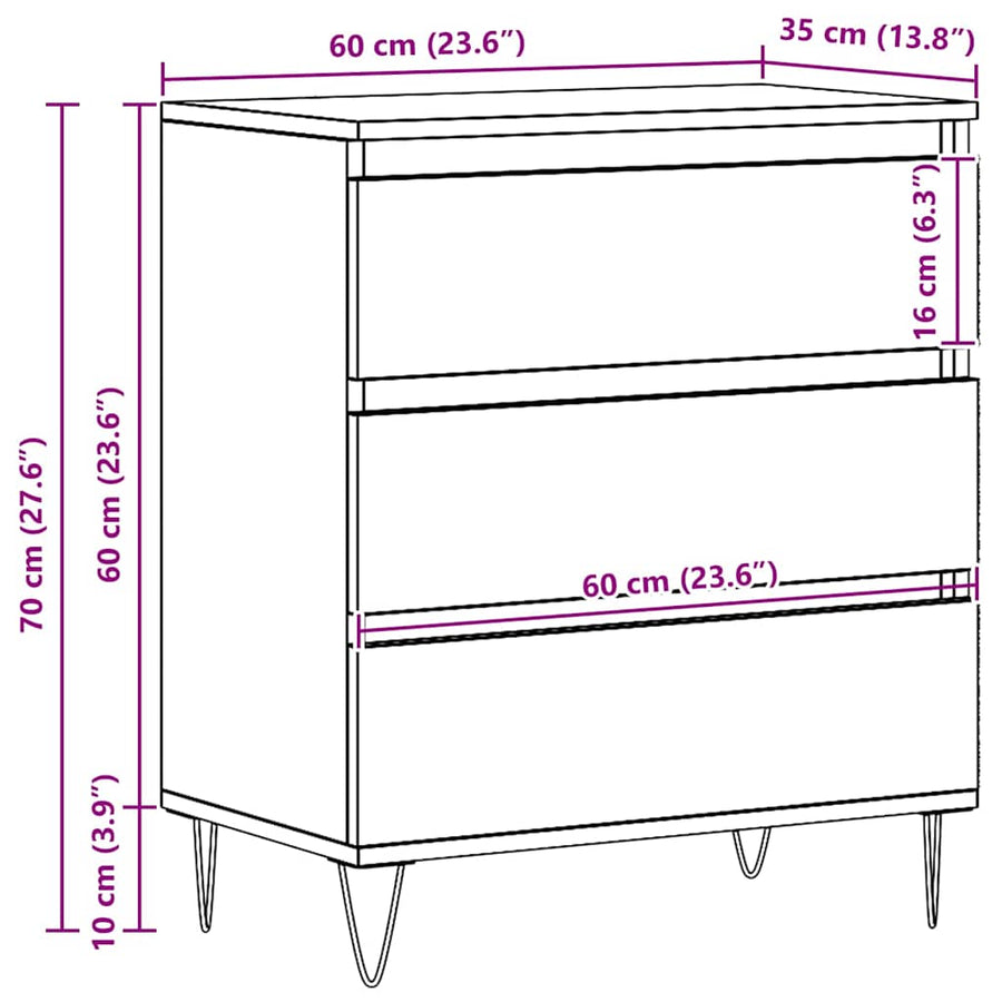 Dressoir met lade Artisan Eiken 60 x 35 x 70 cm Bewerkt hout