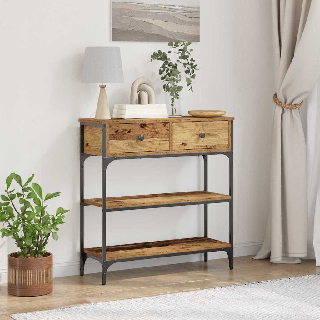 Wandtafel met lade Oudhout 72.5 x 25 x 75 cm Bewerkt hout