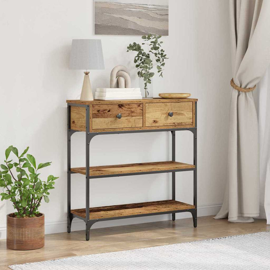 Wandtafel met lade Oudhout 72.5 x 25 x 75 cm Bewerkt hout