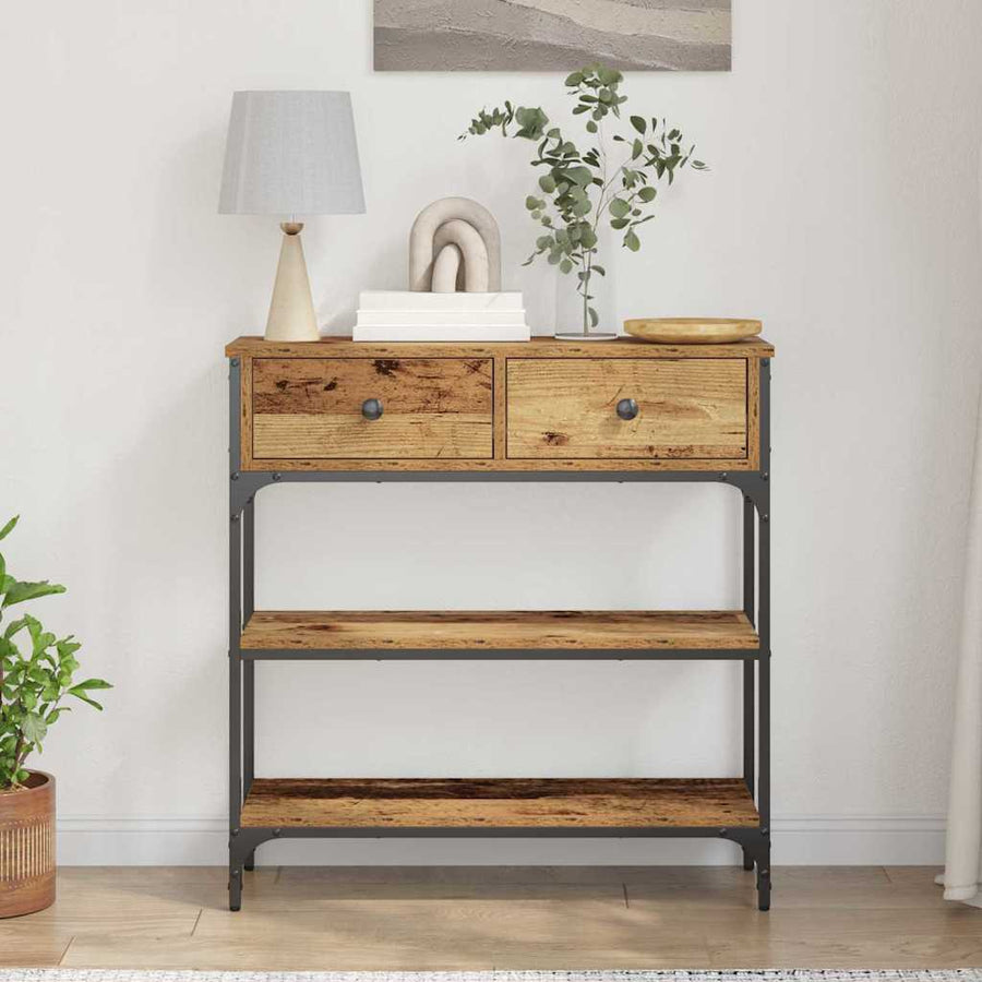 Wandtafel met lade Oudhout 72.5 x 25 x 75 cm Bewerkt hout