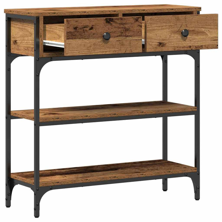 Wandtafel met lade Oudhout 72.5 x 25 x 75 cm Bewerkt hout