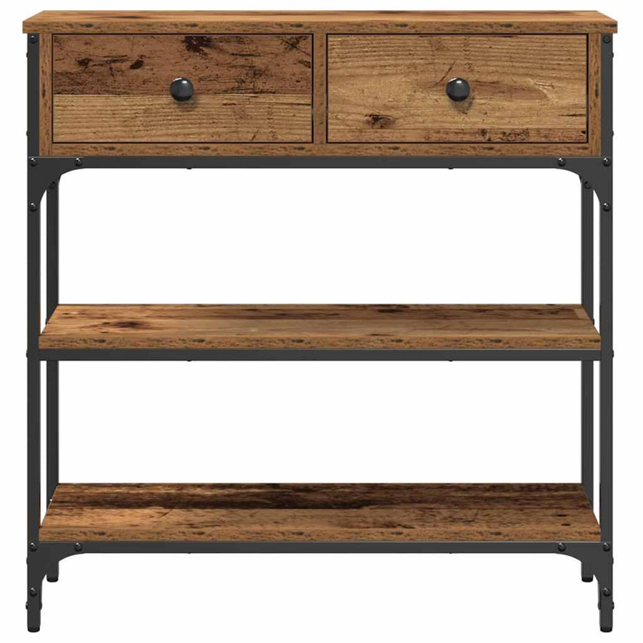 Wandtafel met lade Oudhout 72.5 x 25 x 75 cm Bewerkt hout