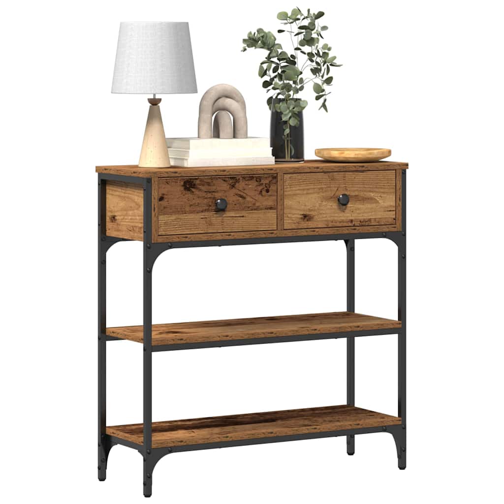 Wandtafel met lade Oudhout 72.5 x 25 x 75 cm Bewerkt hout