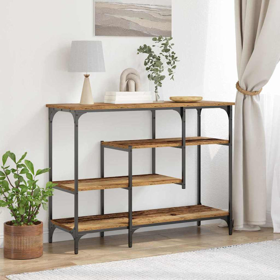 Console Tafel Oud hout 100 x 35 x 75 cm Gelaagd hout en metaal