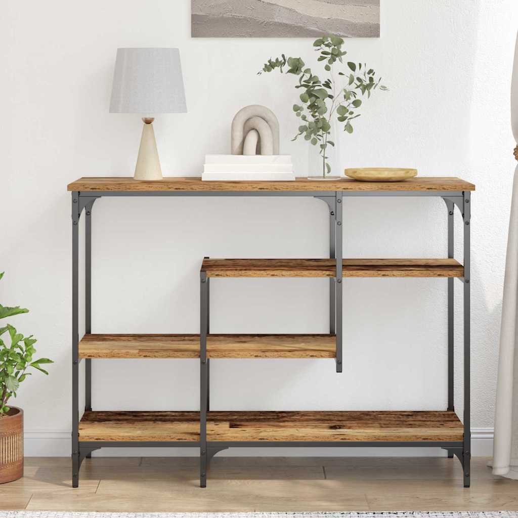 Console Tafel Oud hout 100 x 35 x 75 cm Gelaagd hout en metaal