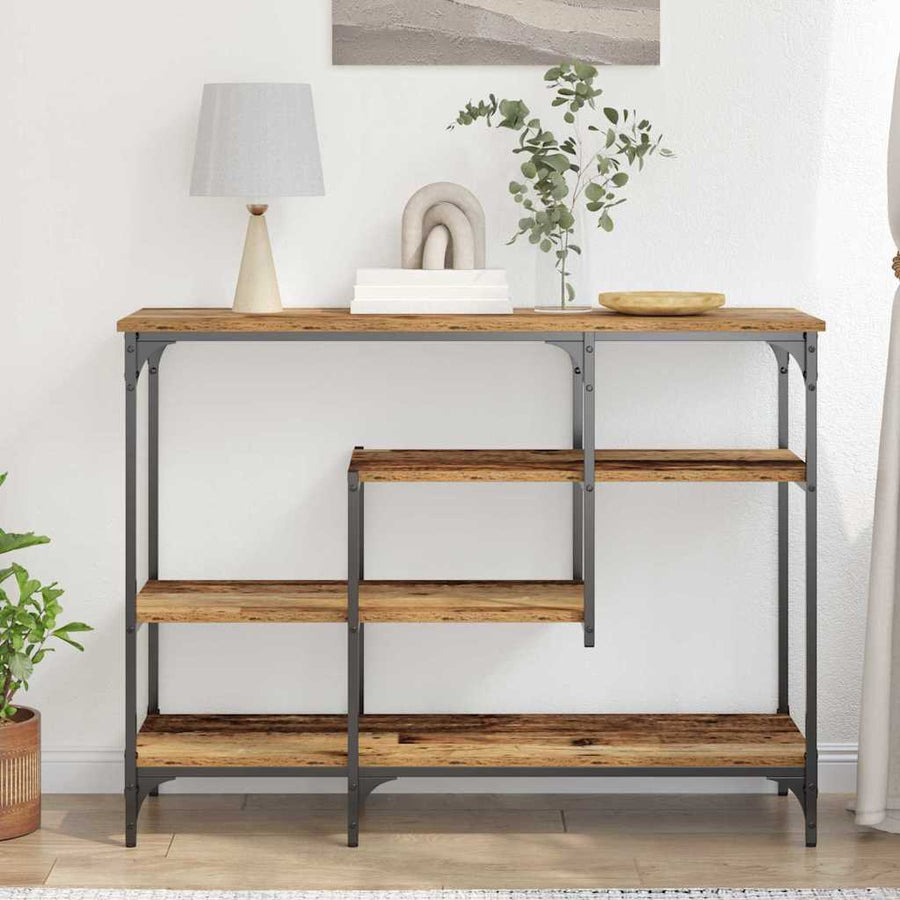 Console Tafel Oud hout 100 x 35 x 75 cm Gelaagd hout en metaal