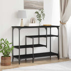 Console Table with Shelf and Storage Black Oak 100 x 35 x 75 cm