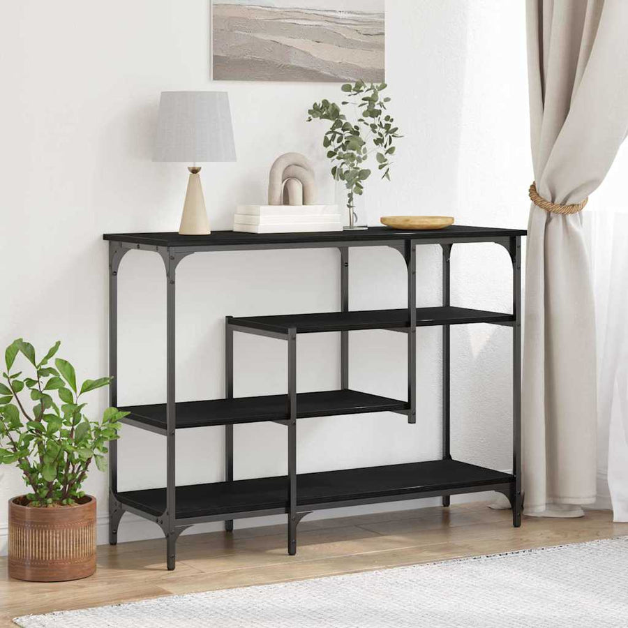 Console Tafel met plank met opslag Zwart eiken 100 x 35 x 75 cm