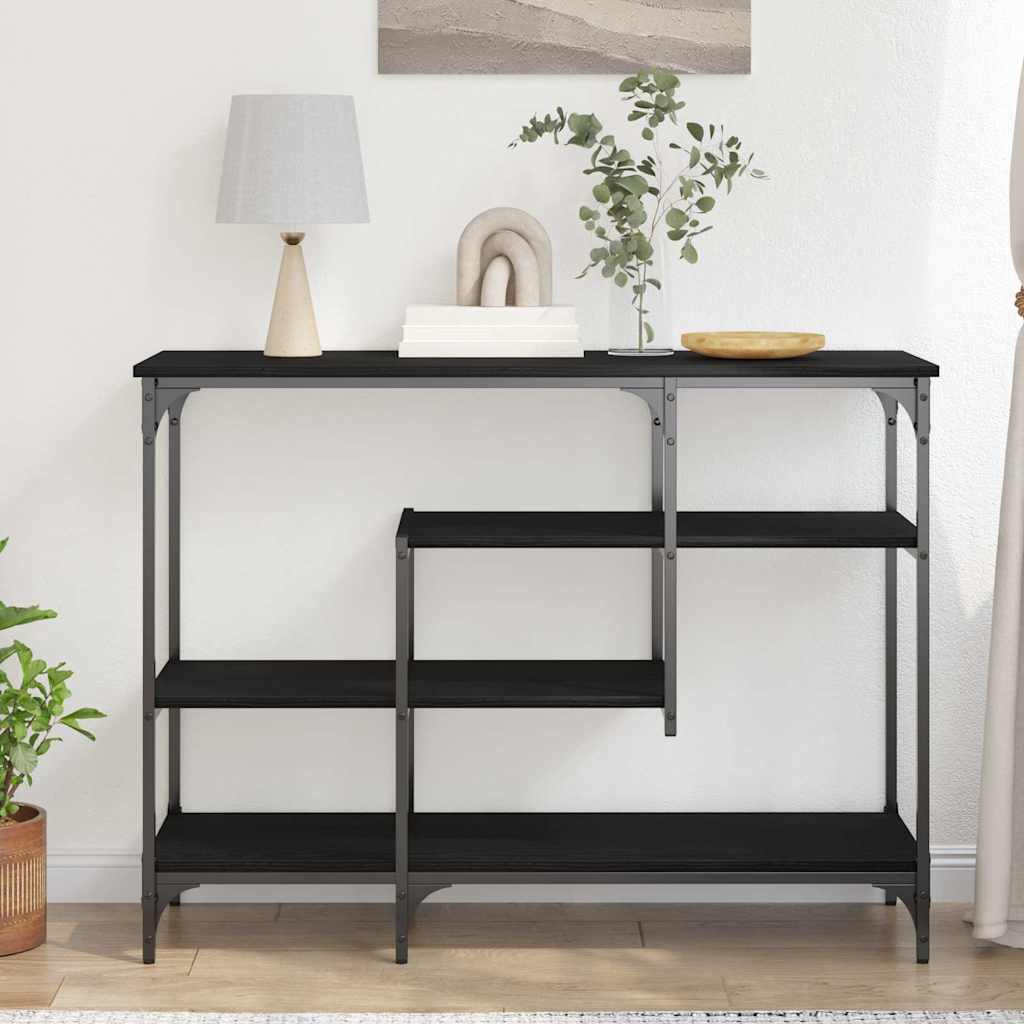 Console Tafel met plank met opslag Zwart eiken 100 x 35 x 75 cm
