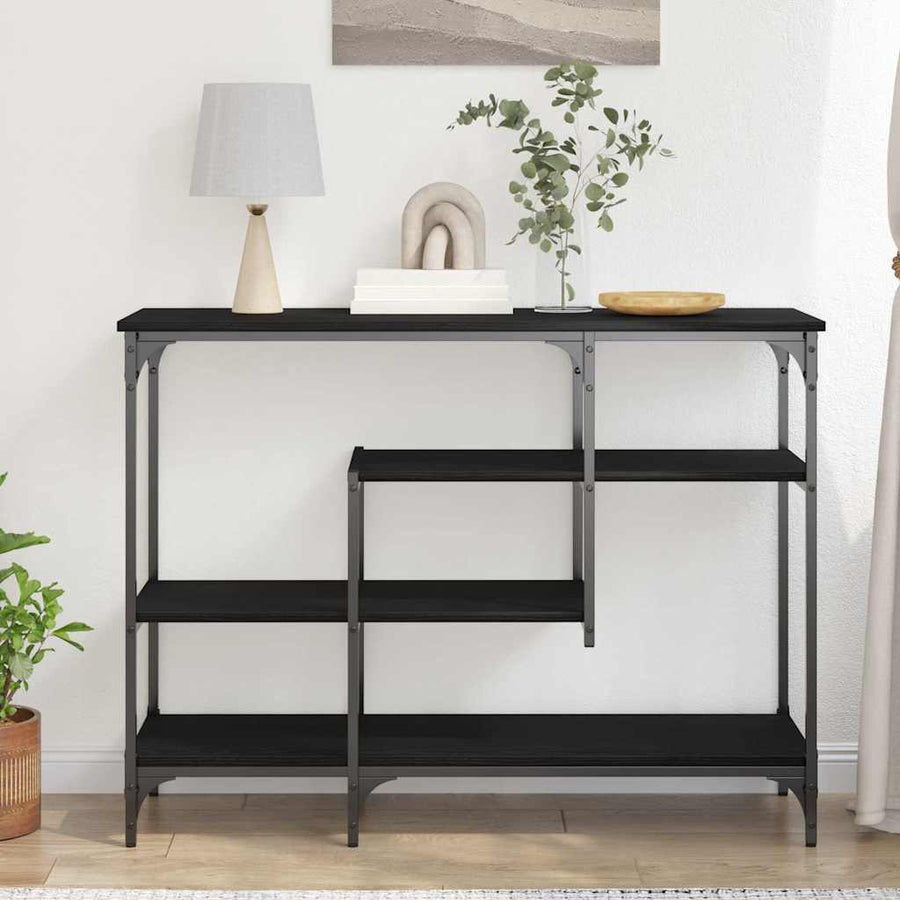 Console Tafel met plank met opslag Zwart eiken 100 x 35 x 75 cm