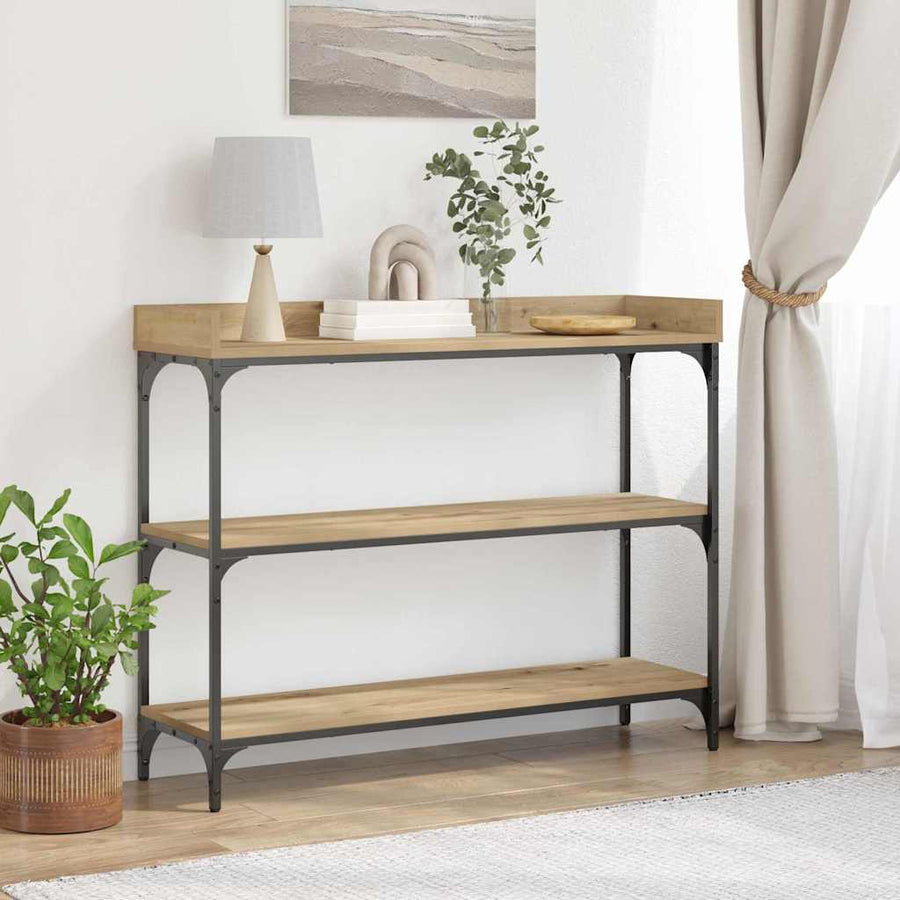 Console Tafel artisanaal eikenkleurig 100 x 30 x 80 cm