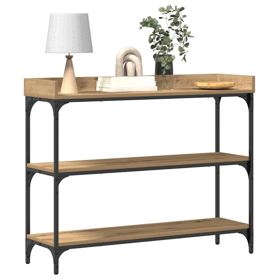 Console Tafel artisanaal eikenkleurig 100 x 30 x 80 cm