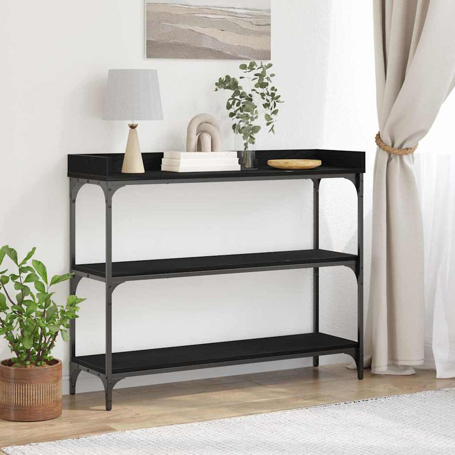 Console Tafel met plank met opslag Zwart eiken 100 x 30 x 80 cm