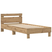 Bedframe met LED Artisan Eiken 90 x 200 cm Bewerkt hout