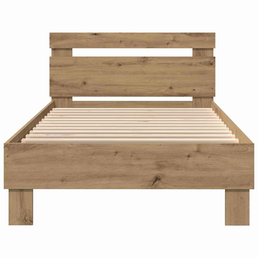 Bedframe met LED Artisan Eiken 90 x 200 cm Bewerkt hout
