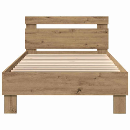 Bedframe met LED Artisan Eiken 90 x 200 cm Bewerkt hout