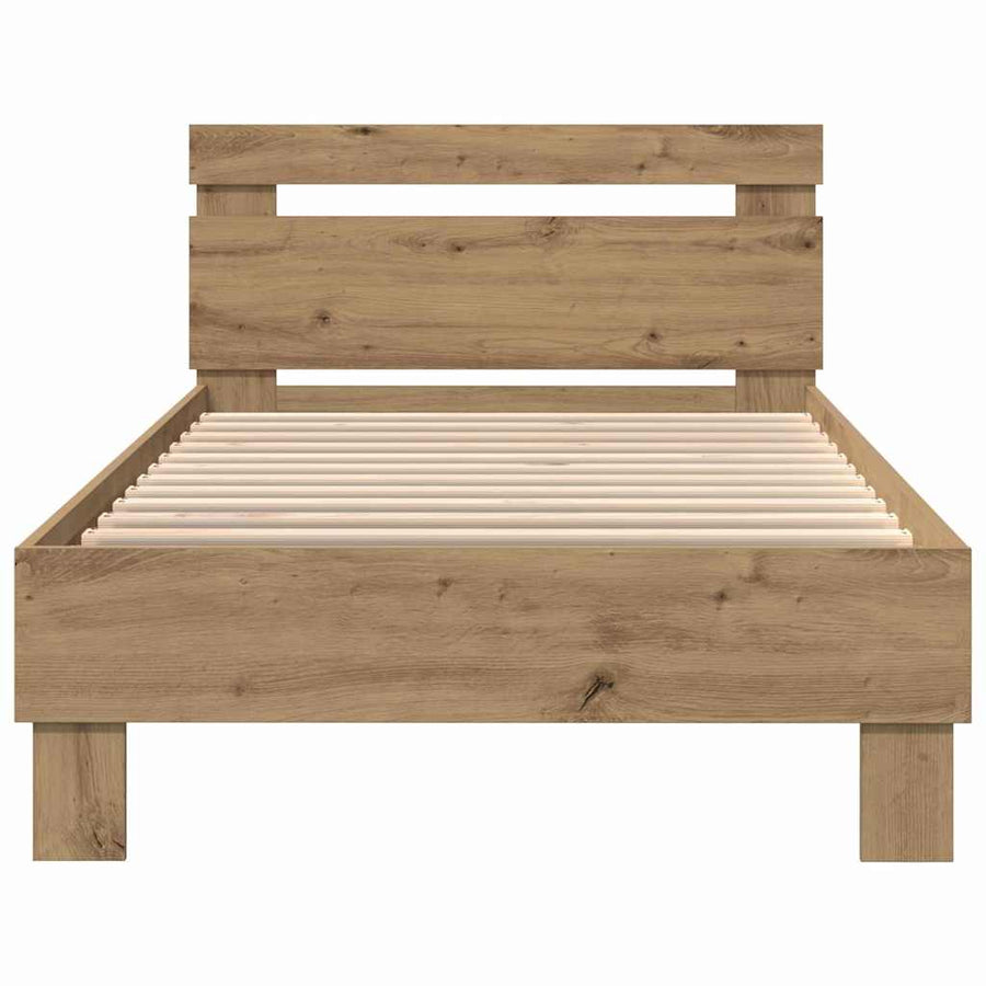 Bedframe met LED Artisan Eiken 90 x 200 cm Bewerkt hout