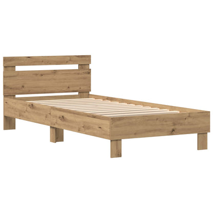 Bedframe met hoofdeinde Artisan Eiken 90 x 190 cm Bewerkt hout