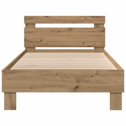Bedframe met hoofdeinde Artisan Eiken 90 x 190 cm Bewerkt hout