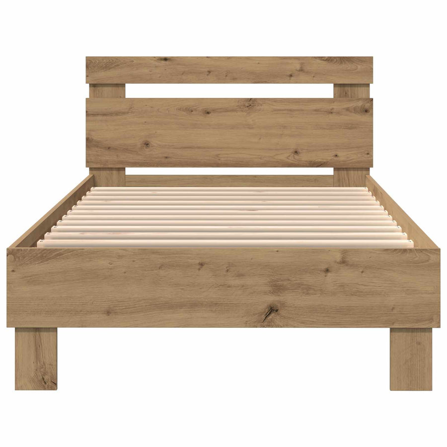 Bedframe met hoofdeinde Artisan Eiken 90 x 190 cm Bewerkt hout