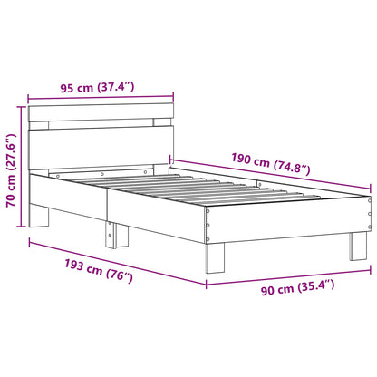 Bedframe met hoofdeinde Artisan Eiken 90 x 190 cm Bewerkt hout