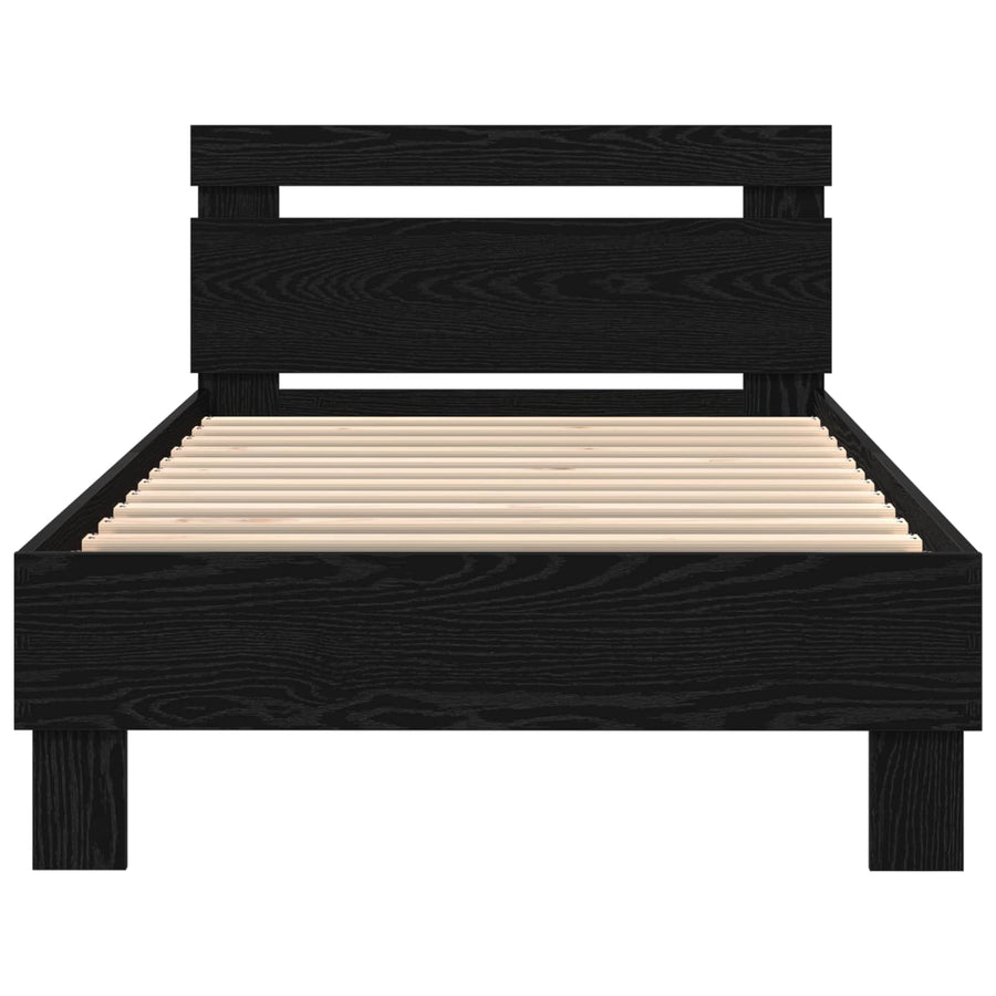 Bedframe met LED Zwart Eiken 90 x 190 cm Bewerkt hout
