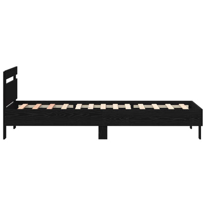 Bedframe met LED Zwart Eiken 90 x 190 cm Bewerkt hout