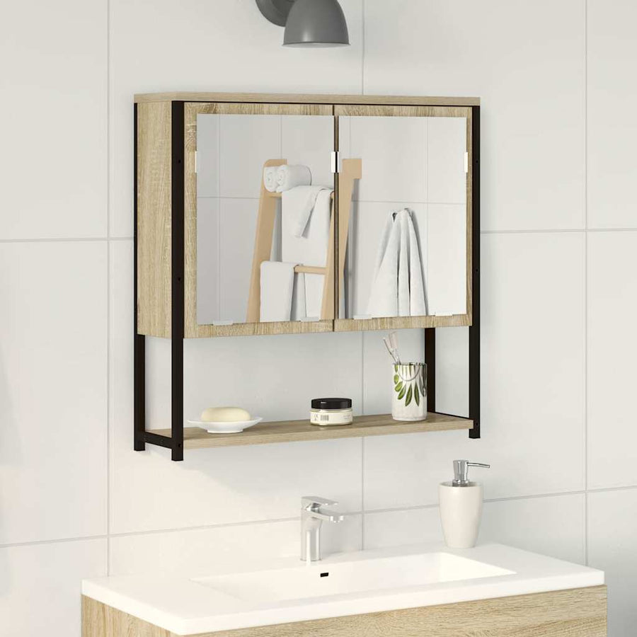 Badkamer Spiegel Beige 60 x 16 x 60 cm Glas en Engineered Hout