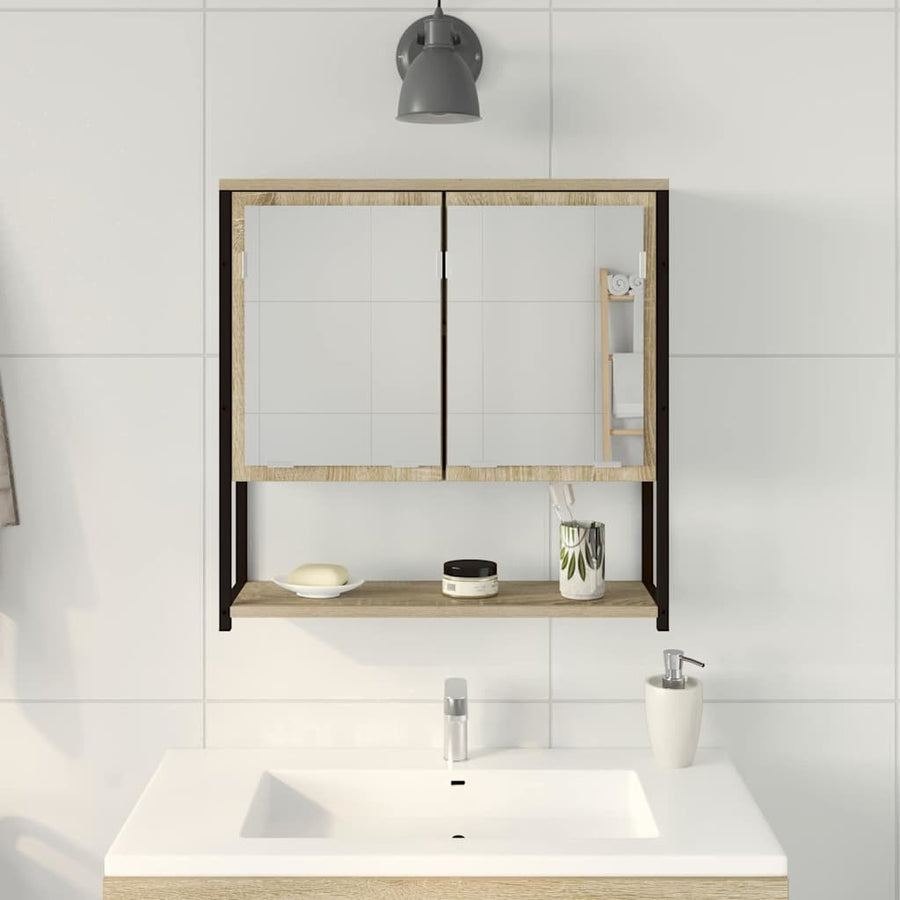 Badkamer Spiegel Beige 60 x 16 x 60 cm Glas en Engineered Hout