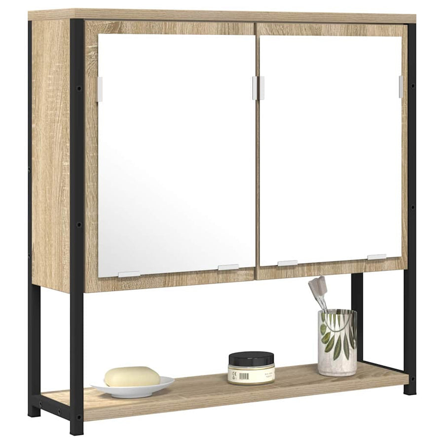 Badkamer Spiegel Beige 60 x 16 x 60 cm Glas en Engineered Hout