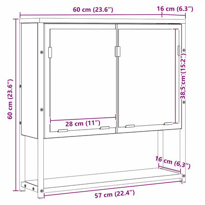 Badkamer Spiegel Beige 60 x 16 x 60 cm Glas en Engineered Hout