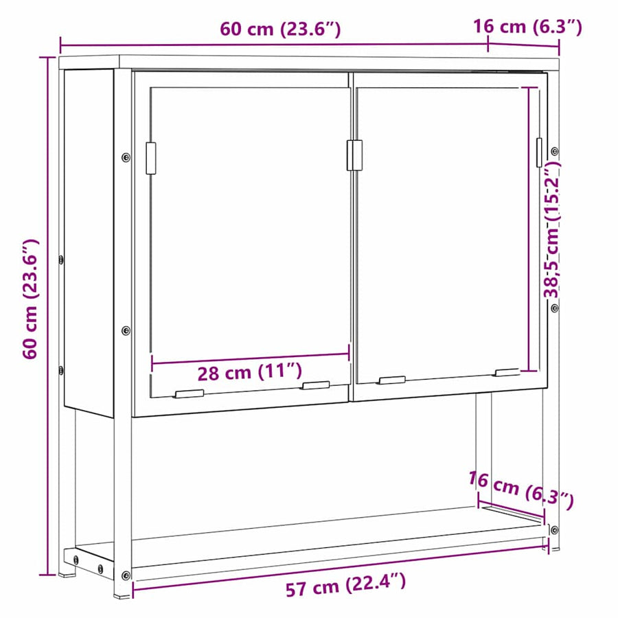 Badkamer Spiegel Beige 60 x 16 x 60 cm Glas en Engineered Hout