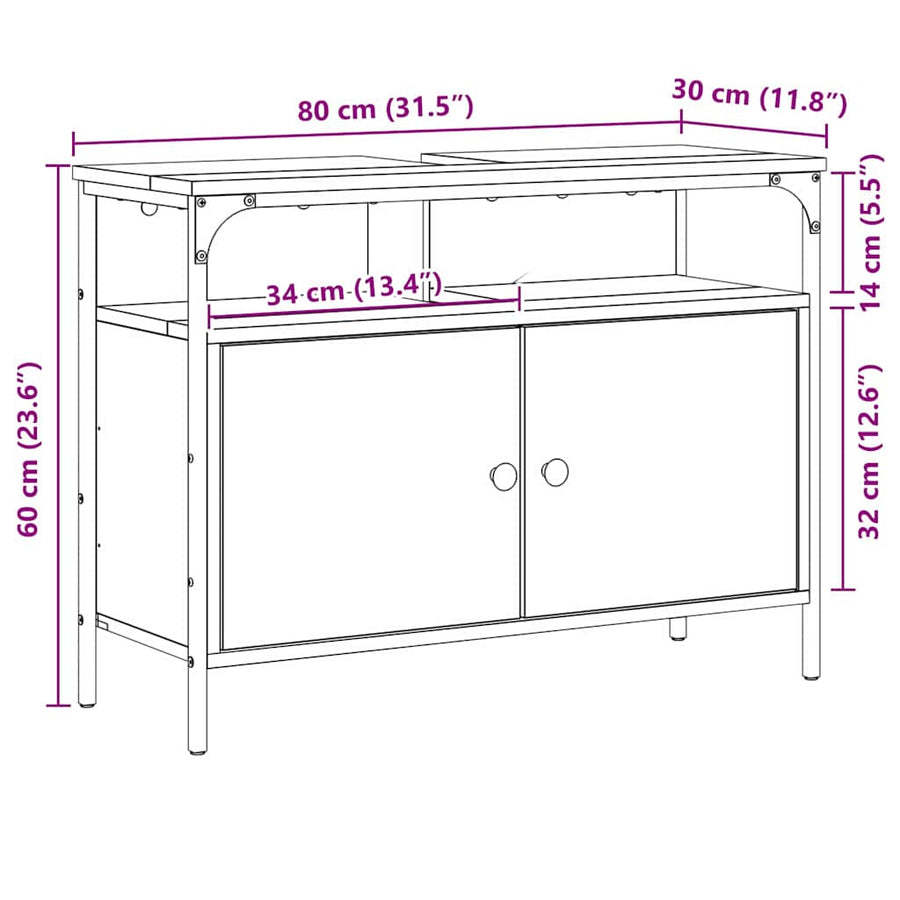 Badkamertenk te kast Bruin 80 x 30 x 60 cm Bewerkt hout
