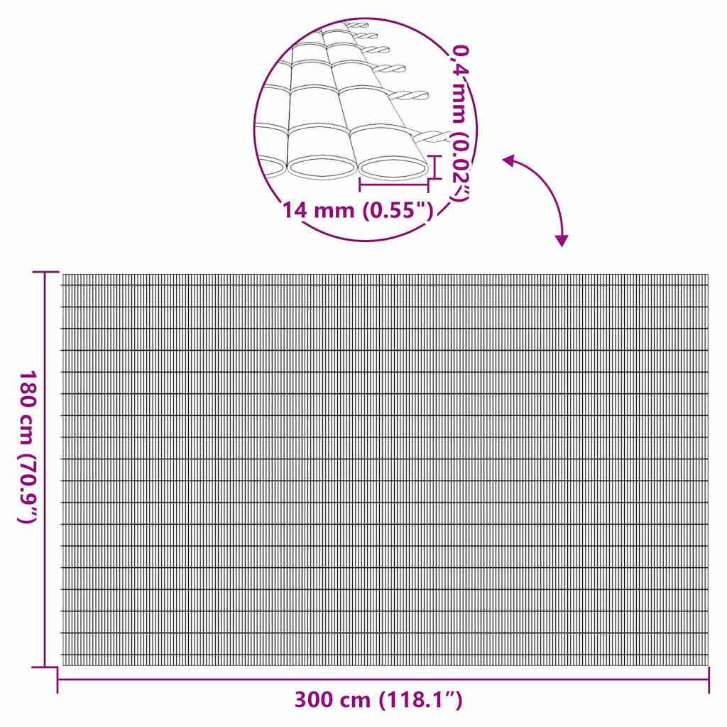 Tuinhek Dubbelzijdig Bruin 1,8x3 m PVC